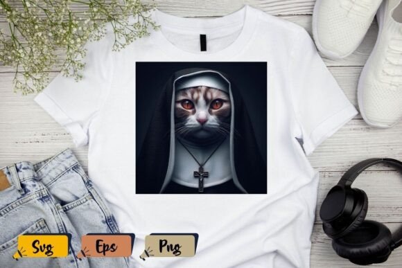 Cat Nun Humor: A Unique T-Shirt Design