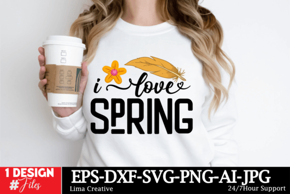 I Love Spring SVG Cut File for T-Shirt Designs and Graphics