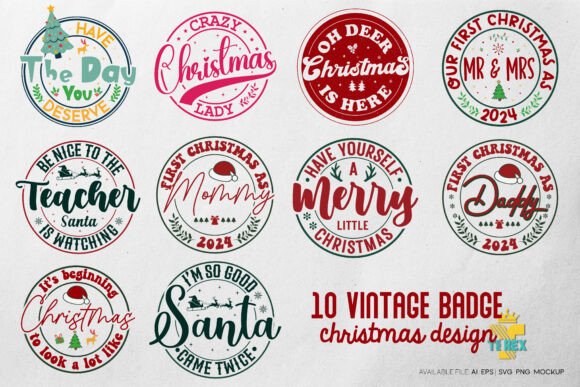 Vintage Badge Christmas Design: A Festive Embroidery Gem